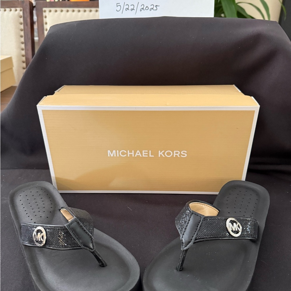 Michael Kors Black Thong Sandals